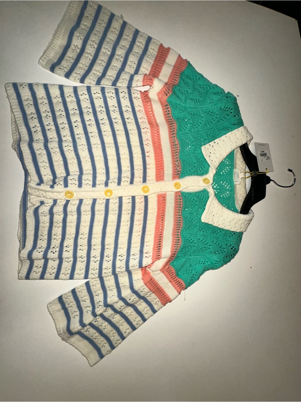 Finding Fox Tale Pleasantville Striped Knit Button-Up Cardigan Sweater Size 10 - Picture 4 of 7